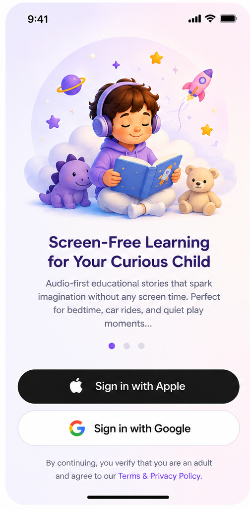 TinyTopix screen-free learning onboarding